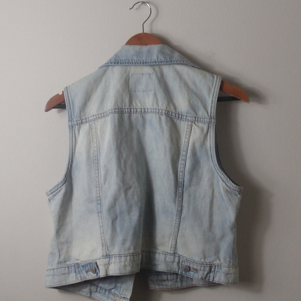 Old Navy L Y2K Sleeveless Distressed Jeans Vest - Picture 5 of 6